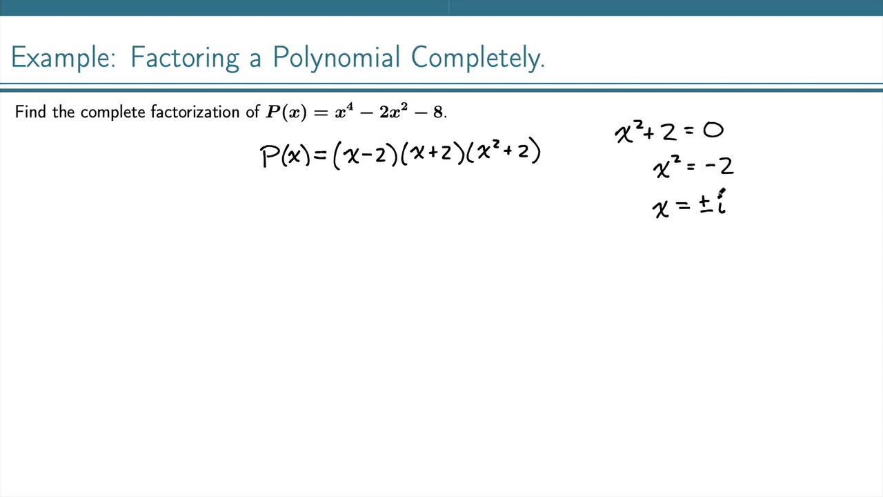 Example: Complete Factorization of a Polynomial in the Complex Numbers (2)