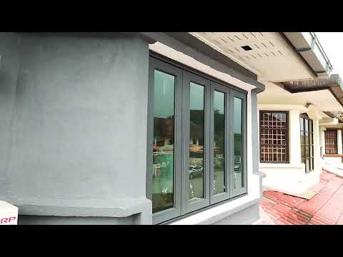 High performance folding windows 4part  green tempered glass