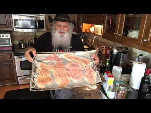 Cowboy Santa making Chicken Marsala Milanese