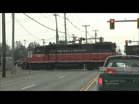 Providence & Worcester PR-3 crossing Allens Ave. Providence, RI - 2/16/2023