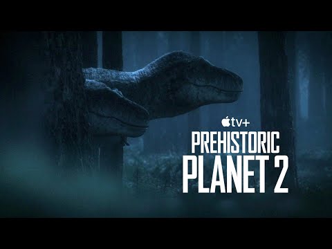 Tyrannosaurus rex brothers hunting Edmontosaurus - [Prehistoric Planet] season 2