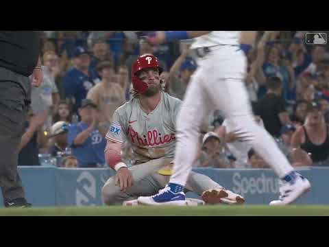 Andy Pages Throws Out Bryce Harper at 3rd Base with Great Throw