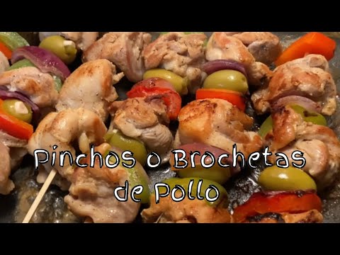 Como hacer Pinchos o brochetas de pollo (How to make Brochetas o Pinchos de pollo) bbq