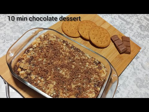 10 min dessert recipe|Easy chocolate dessert|Biscuits dessert|Easy dessert recipe by hadiqa