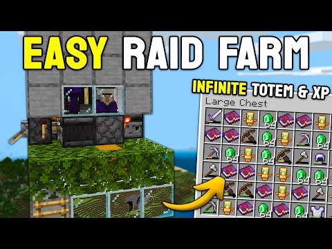 Easy Raid Farm in Minecraft Bedrock 1.21 (Infinite Totems & Emeralds)