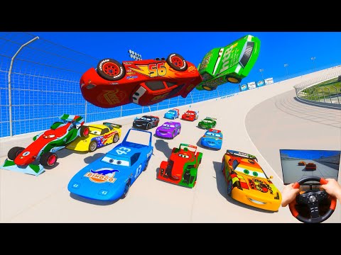 Race Cars - Speedway Texas McQueen VS The King Chick Hicks Miguel Camino Francesco & Friends