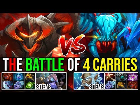 THE BATTLE OF 4 HARD CARRIES [Weaver Zeus] Vs [Chaos Knight Tinker] Max Items Fight - DotA 2