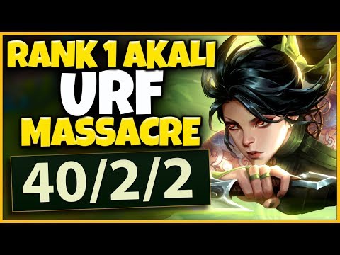 RANK 1 AKALI CRAZIEST 40+ KILL URF 2019 MASSACRE - League of Legends