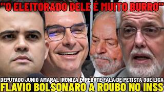 🚨DEPUTADO REBATE E IRONIZA PETISTA QUE LIGOU FLÁVIO BOLSONARO AO ROUBO NO INSS