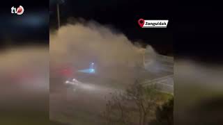 Zonguldak’ta Seyir Halindeki Halk Otobüsü Yandı