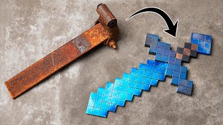 Forging Minecraft DIAMOND SWORD from Rusty Leaf Spring