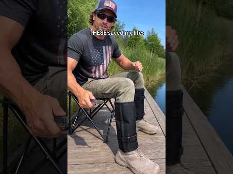 THANKS to my leg gaiters!🫣🛡️#outdoorlife #ruralamerica #snakegaiters #usa #fishing #shorts