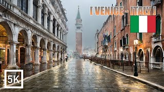 Venice in Italy - Rainy Early Morning 5K HDR Walking Tour Before the Tourists Wakes Up