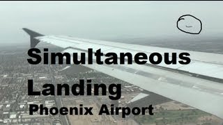 preview picture of video 'Simultaneous Landing - Phoenix Skyharbor Airport. (US Airways flight 662- Airbus A319)'