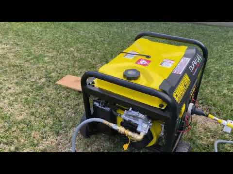10,000 watt Champion portable generator running on natural gas powering the whole house.