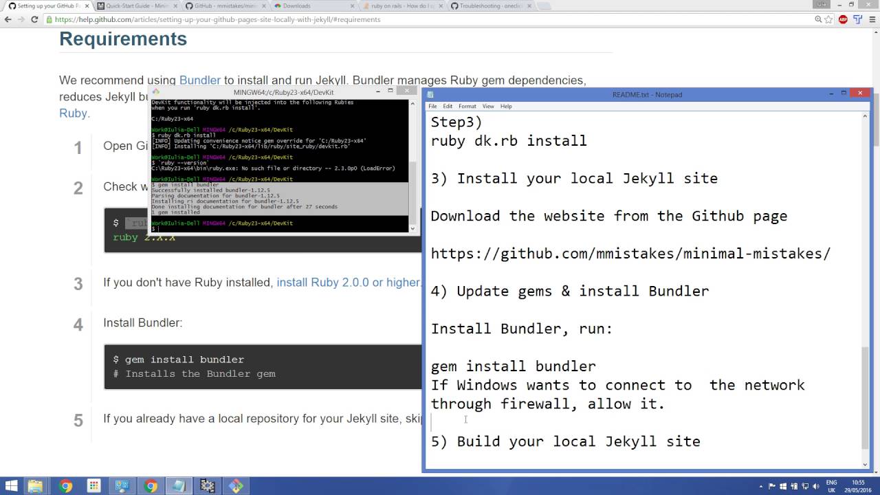 Setting up Jekyll and Github pages locally with Ruby on Windows 8.1 x64