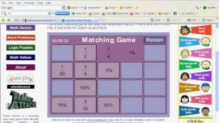 Math Playground Fractions and Percent Matching Game