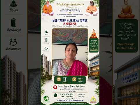 Invitation from Smt.Savitha Shinde for an event MEDITATION@APARNA at Kondapur on June 13 2026