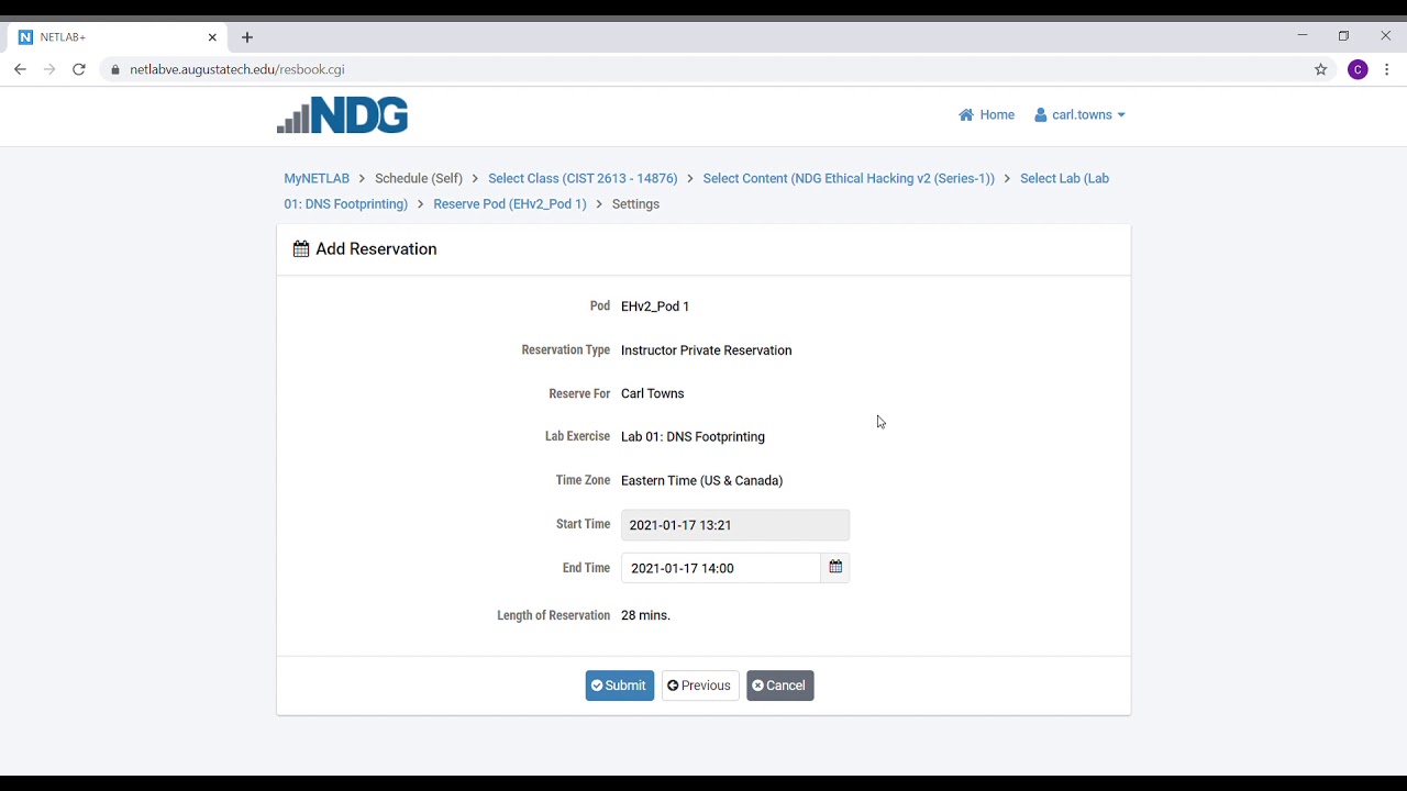 NETLAB Virtual Edition - How to schedule a lab reservation