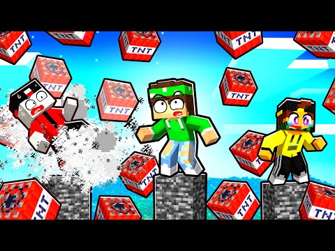 SURVIVE THE TNT RAIN on A BEDROCK PILLAR in MINECRAFT!