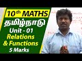TN Samacheer 10th Std Maths New Syllabus Relations And Functions 5 Marks Unit 1