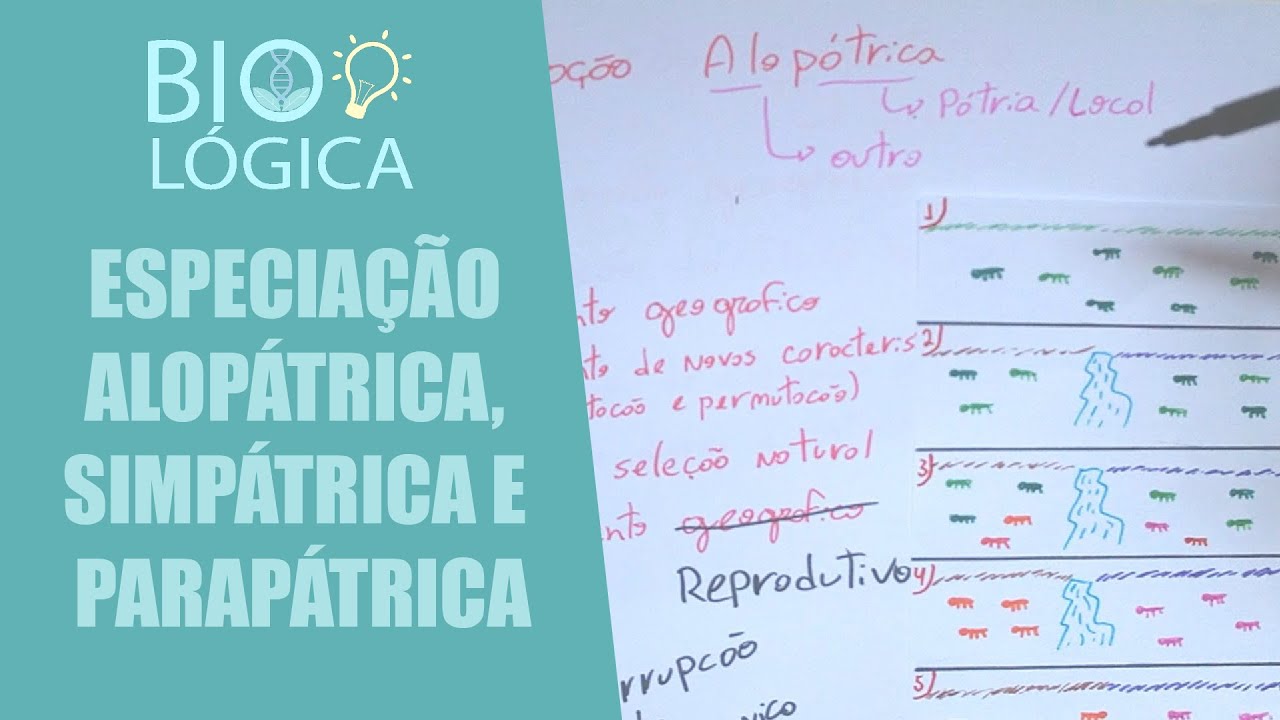 BIO LÓGICA!   FILOGENÉTICA - ESPECIAÇÃO ALOPÁTRICA, SIMPÁTRICA E PARAPÁTRICA