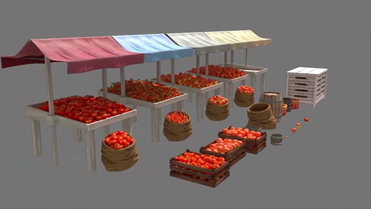 Mercato - Vecchio Negozio - Stile Cartoon Modello 3D