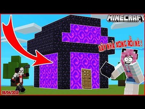 THỬ THÁCH XÂY NHÀ AN TOÀN BẰNG CÁNH CỬA ĐỊA NGỤC MINECRAFT*REDHOOD VÀ MỀU XÂY NHÀ BẰNG CỔNG NEDER