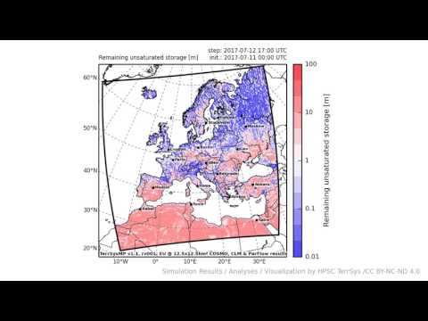 TerrSysMP monitoring run 2017-07-11 - remaining unsaturated storage - Europe (72h)