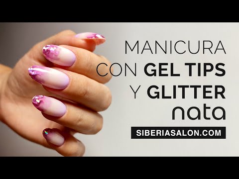 Manicura con GEL TIPS de color y GLITTER NATA✨