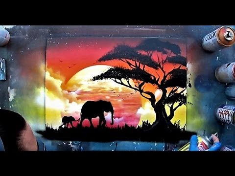 African sunset - Spray paint ART by Skech Video