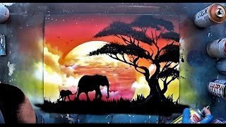 African sunset - Spray paint ART by Skech