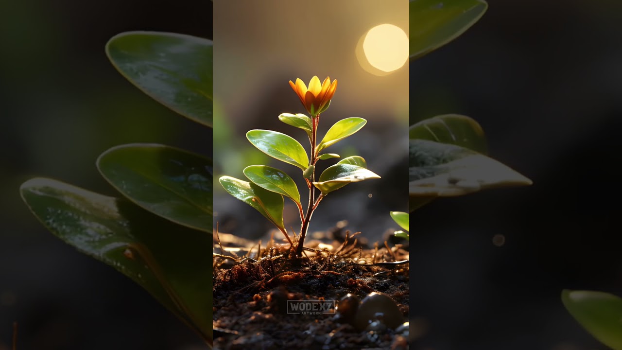 Young plant growing up background