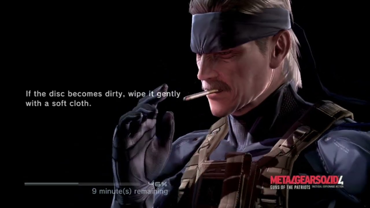 The full MGS4 install screen sequence on PS3