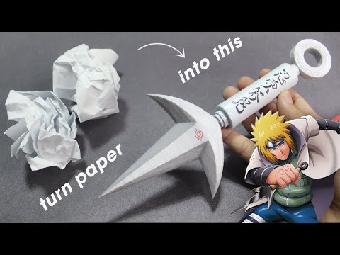 EASY DIY - How to make Realistic PAPER Minato Kunai - DURABLE & HEAVY- FREE TEMPLATE for SUBSCRIBERS