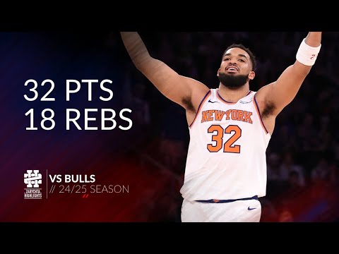 Karl-Anthony Towns 32 pts 18 rebs vs Bulls 24/25 season