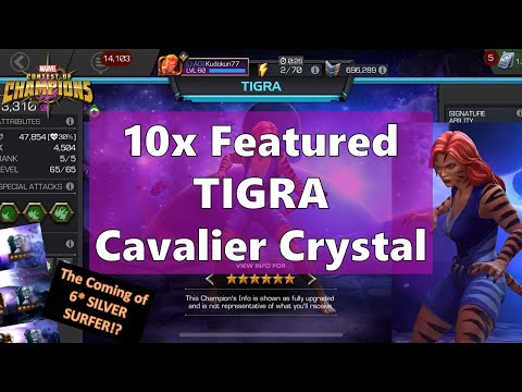 OMG 6* Silver Surfer!! - 10x Featured Tigra Cavalier Crystal - Marvel Contest of Champions