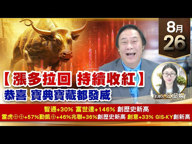 【財經至尊】王曈 0826《【漲多拉回 持續收紅】》智通 富世達 勤凱⊕創歷史新高，雷虎⊕⊕南俊⊕虎門科技⊕，兆聯 創意 Gis-ky創新高｜【波段獲利王】加入line@ king5588