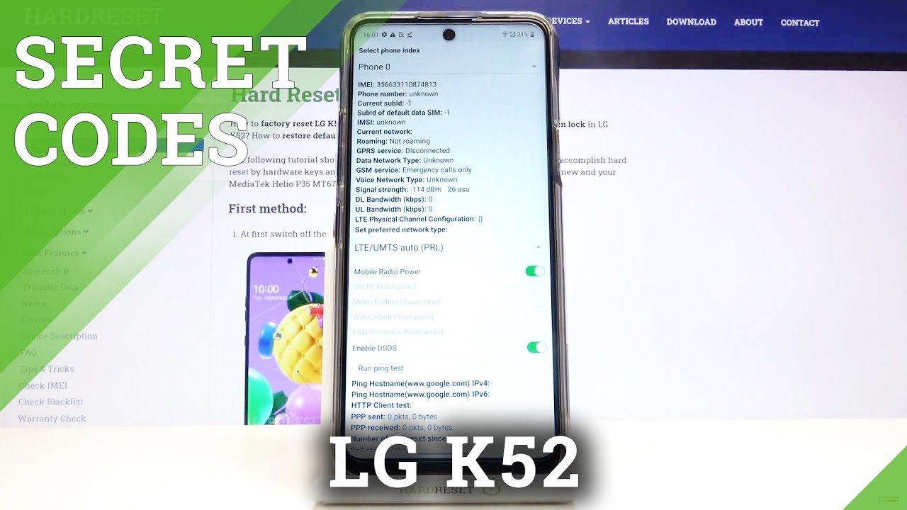 Secret Codes for LG K52 – Testing Mode / Hidden Modes