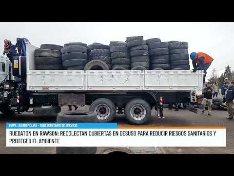 Ruedaton en Rawson: recolectan cubiertas en desuso para reducir riesgos y proteger el ambiente