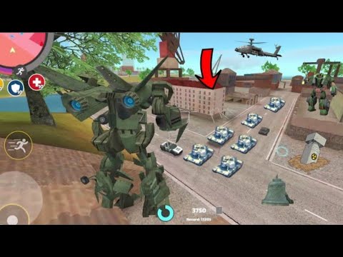 Rope Hero Vice Town - (Transformer Jet Airplane Fight Army Tanks) 10x Army Tank in Power Cave