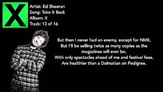 Take It Back - Ed Sheeran Lyrics