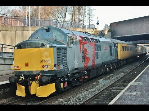 37608 & 37604 at Heworth & Newcastle - Derby RTC to Tees Yard test Train - 23rd Jan 2017
