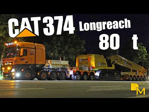 Caterpillar 374 long reach massive excavator getting moved! Watch this insane OVERSIZE LOAD