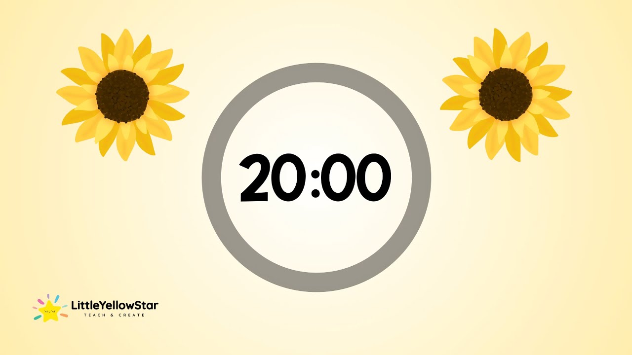 Sunflower Timer For Kids - 20 Minutes Countdown Timer For Kids With Happy Music | Classroom Timer