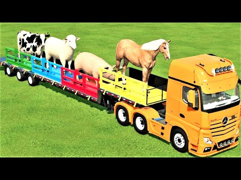 TRANSPORTING COWS WITH COLORED ISEKI TRACTORS & MAN TRUCKS - Farming Simulator 22