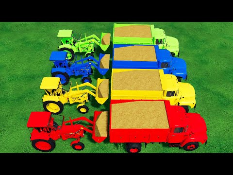 Straw Work with Colors - FRONT LOADERS on Colored JOHN DEERE Mini Tractors - Farming Simulator 22