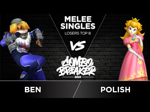 Ben (Sheik) vs Polish (Peach) - Melee Singles Losers Top 8 - COMBO BREAKER 2023
