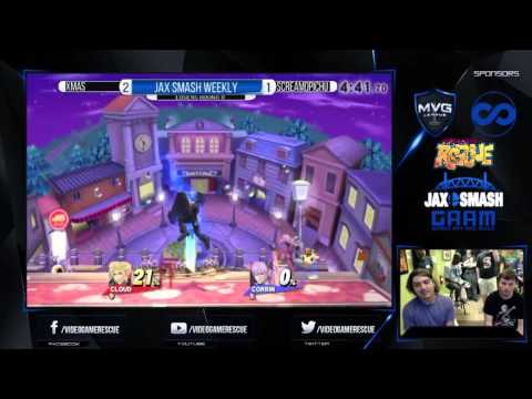 Jax Smash Weekly 3/10/16 - Xmas(Cloud) Vs. ScreamoPichu(Roy,Corrin) LQ