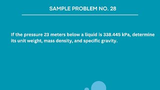 UNIT PRESSURE - Sample Problem No. 28 (Fluid Mechanics & Hydraulics)